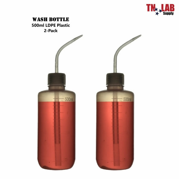 Wash Bottle 500ml LDPE Lab Flask Cleaning Spray Bottle 2-Pack or 6-Pack