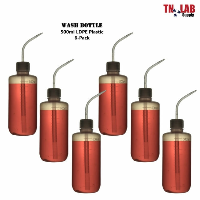 Wash Bottle 500ml LDPE Lab Flask Cleaning Spray Bottle 2-Pack or 6-Pack