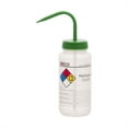 thumbnail image 1 of Wash Bottle for Methanol, 500ml - Labeled with Color Coded Chemical & Safety Information (4 Colors) - Wide Mouth, Self Venting, Polypropylene - Performance Plastics by Eisco Labs, 1 of 2