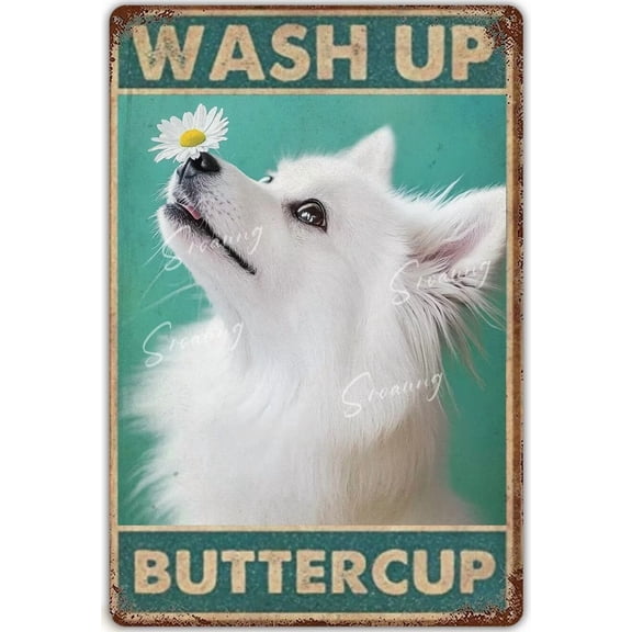 Wash Up Buttercup Dog 5D Diamond Painting Kits for Adults Beginners, American Eskimo Dog Diamond Art,DIY Full Round Drill Diamond Dot Gem Art Kits for Home Wall Decor 8x12 Inch