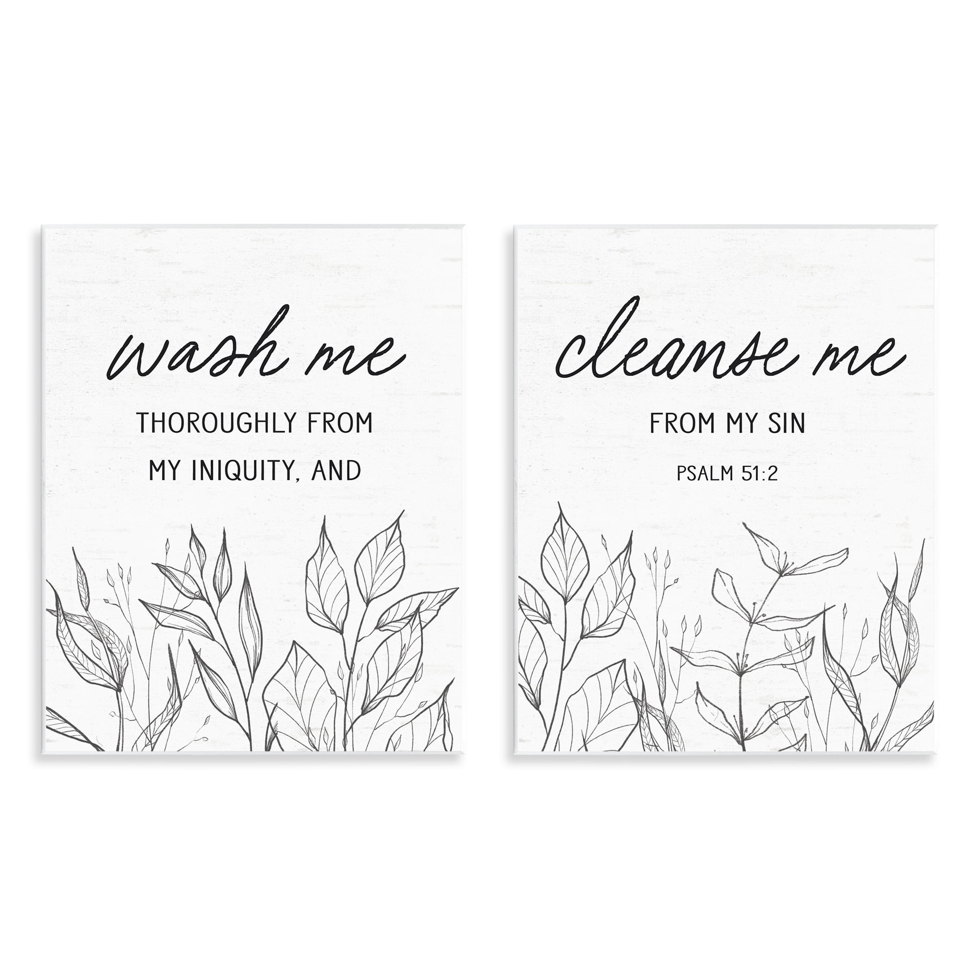 Wash & Cleanse Me Scripture 2 Piece Wall Plaque Art Set, design by Lettered and Lined