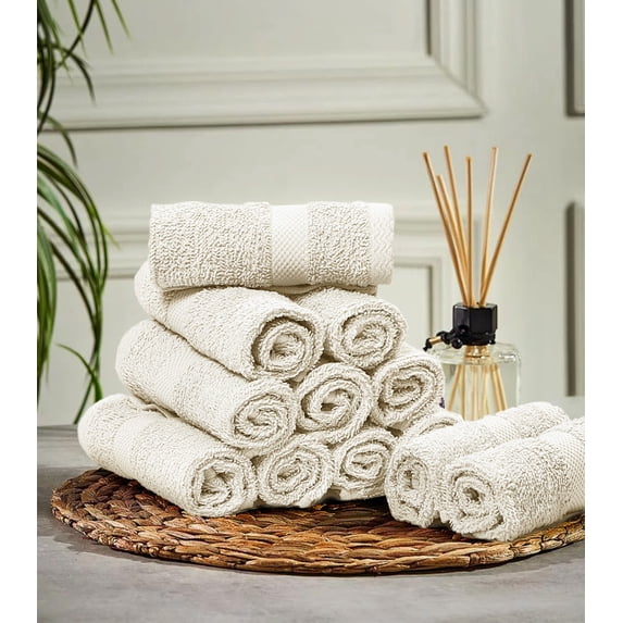 Wash Cloth Towels by Cotton Alley - 12-Pack, 100% Natural Cotton - 12 x 12 - Ultra Soft and High Absorbent - Off White