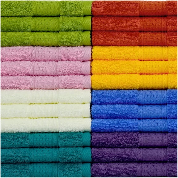 Wash Cloths for Your Body 24-Pack Washcloths Soft Cotton Face Cloths, Large Shower Wash Cloth Set (8 Colors 13 x 13) 100% Cotton Small Towels for Bathrooms and Guestroom