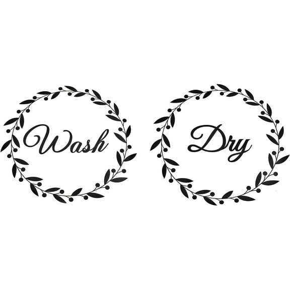 Wash Dry Decals Wall Stickers Laundry Room Decor Vinyl Wall Stickers DIY Quote Wall Art for Family Laundry Shop Home Apartment Laundry Washing Machine Dryer Decals