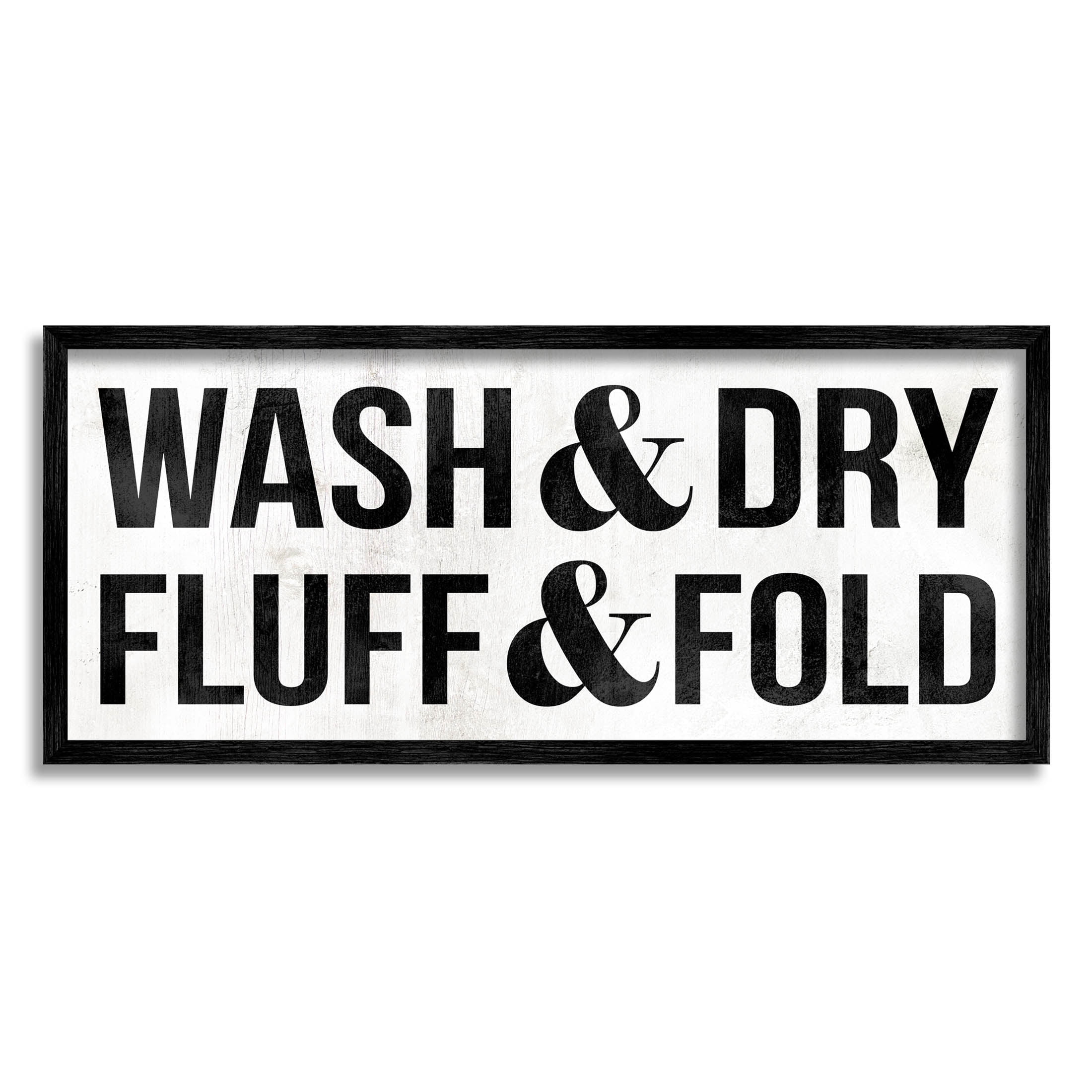 Wash Dry Fluff Fold Laundry Sign Typography Graphic Art Black Framed ...
