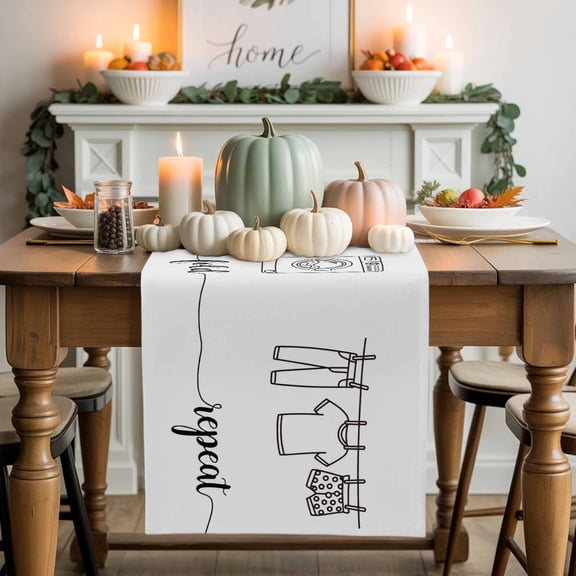 Wash Dry Fold Repeat Cotton Linen Table Runner, Washable Table Runners for Kitchen, Dining Room, Holiday, Home Party Table Decor, 13x36 Inches