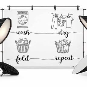 Wash Dry Fold Repeat Photography Backdrop 7x5FT, Laundry Hand Painted Cartoon Photo Backdrops, Background for Photography Studio Photo Studio Background, Back Drop for Photoshoot