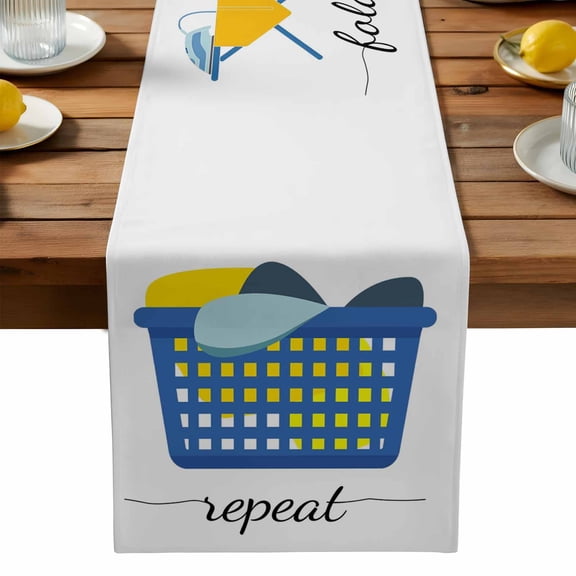 Wash Dry Fold Repeat Table Runner, Laundry Room Kitchen Table Runners Dress Scarves for Table Decorations Party/Restaurant/Indoor Outdoor Use, 13x36in