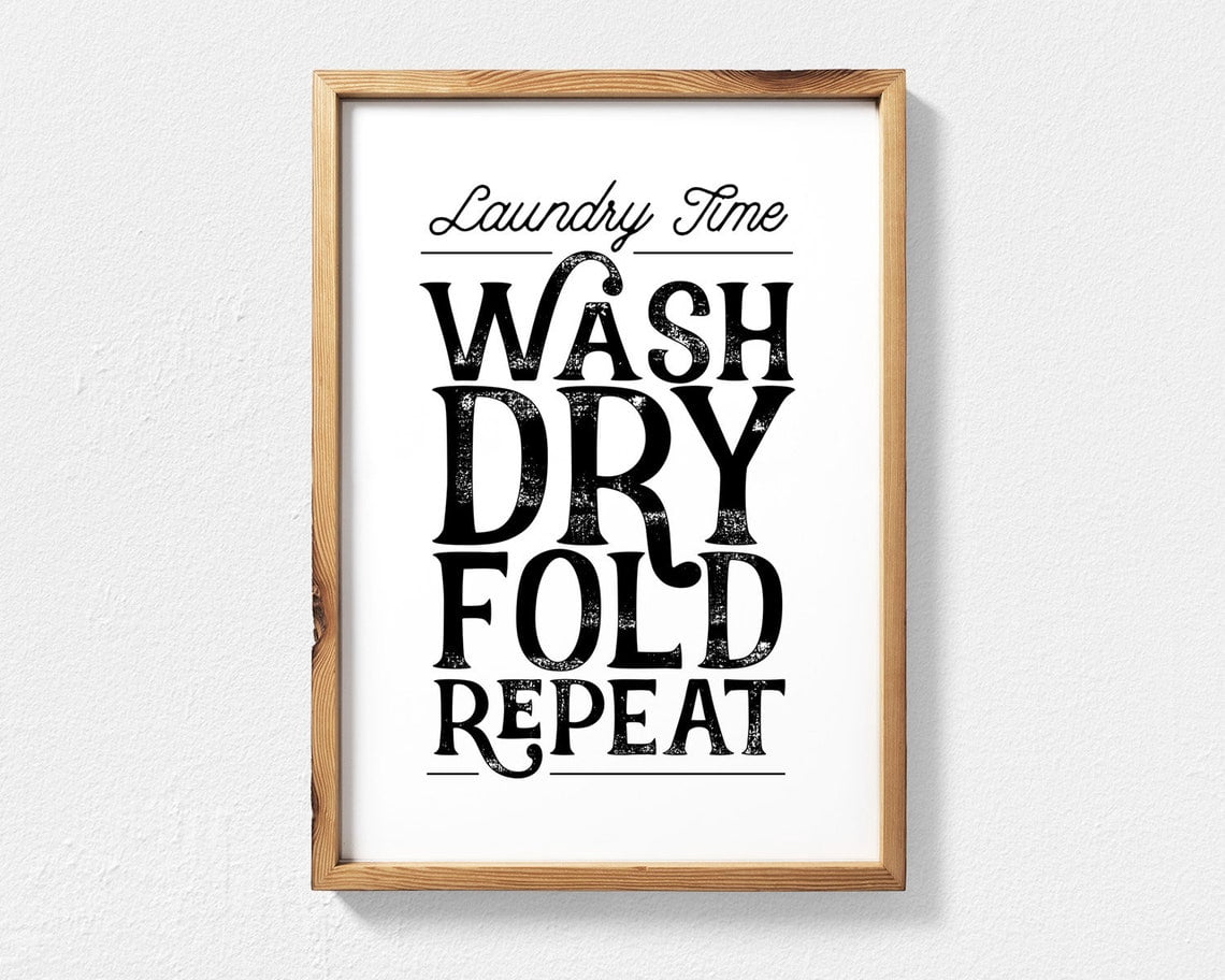Wash Dry Fold Repeat Wall Art Print, Laundry Room Decor - Walmart.com