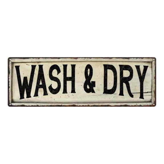 Wash & Dry Laundry Sign, Chic Vintage Looking Farmhouse Wall Decor, Wash Room, Wash Fold, Laundry Room Sign Gift Size: 4 x 16 Inch