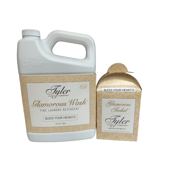 Wash & Dry Luxury Duo by Tyler Candle Company- 64 oz Glam Wash, Dryer Sachets