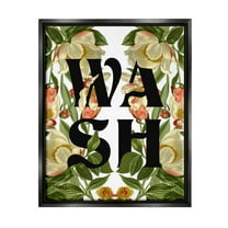 Wash Flower Blossom Bath Sign Botanical & Floral Graphic Art Jet Black Framed Art Print Wall Art