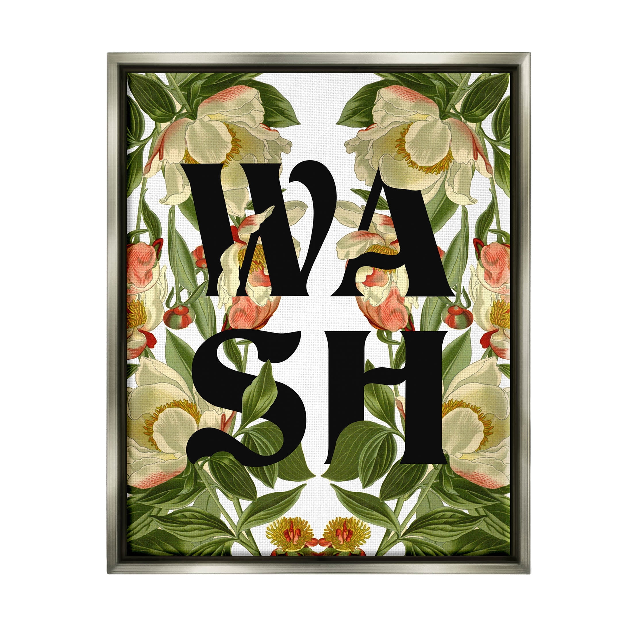 Wash Flower Blossom Bath Sign Botanical & Floral Graphic Art Luster Gray Framed Art Print Wall Art