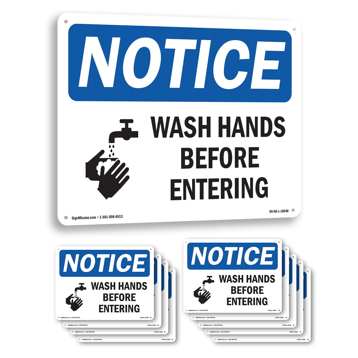 Wash Hands Before Entering OSHA Notice Aluminum Sign 24 Inch x 18 Inch ...