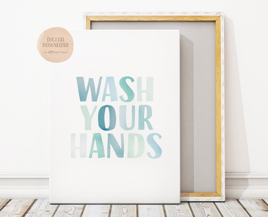 Wash Your Hands Print, Bathroom Poster, Printable Wall Art, Educational ...