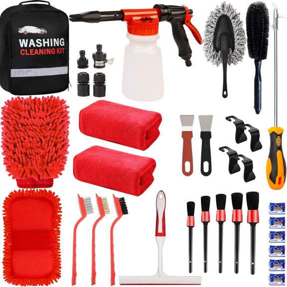 Wash Kit  Wash Cleaning Kit with  Wash   Microfiber Sponge and Towels Tire Brush Built,   ,  Cleaning Tool