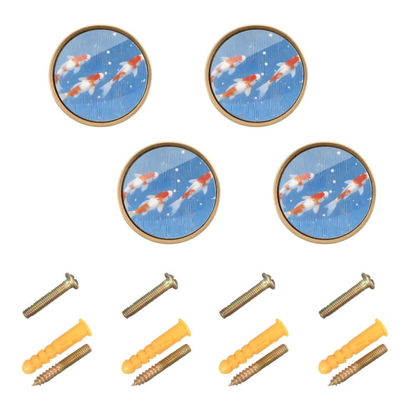 Wash Koi Pattern Cabinet Furniture Knobs Drawer Metal Pulls 1.26in Acrylic Zinc Alloy Dual Screw Set