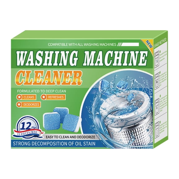 Wash Machine Cleaner and Deodorizer Tablets-12 Pack, Heavy Duty Deep Cleaning Descaler Pods for Washer Machine, Removes Limescale, Odor
