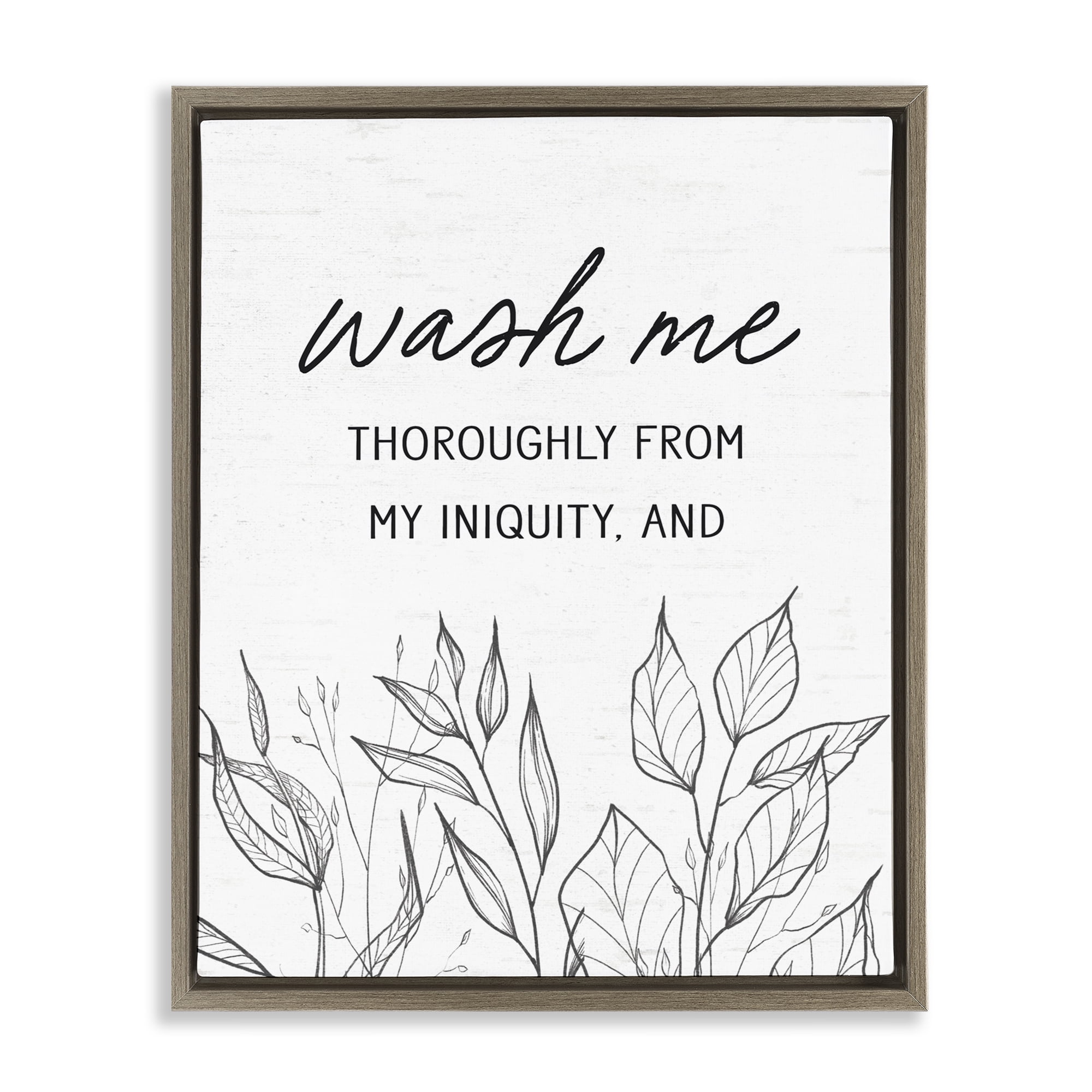 Wash Me Thoroughly Scripture Brown Framed Floater Canvas Wall Art, design by Lettered and Lined