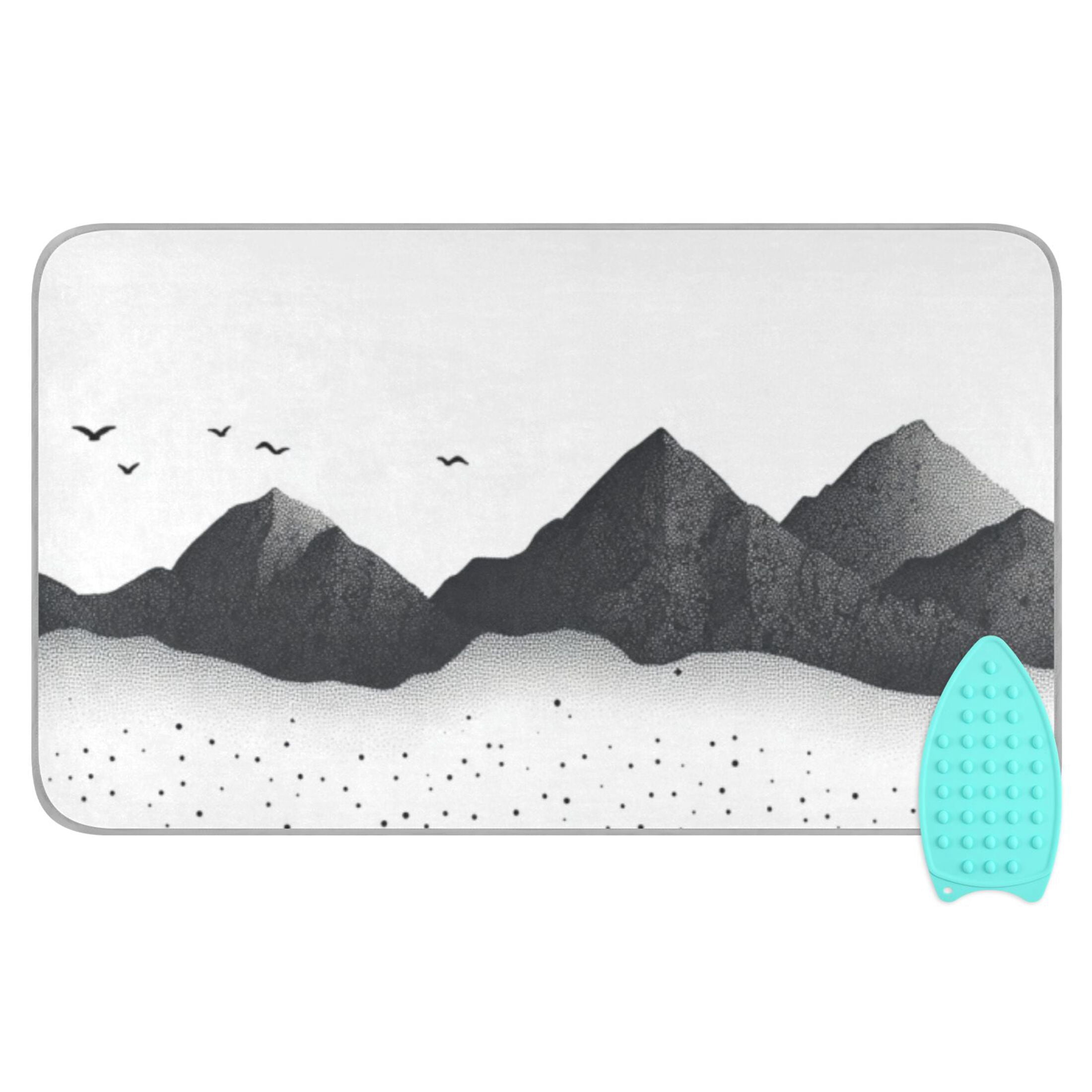 Wash Painting Sun Mountains Birds Ironing Mat Blanket Portable Travel Ironing Pad Heat Resistant Pad 47.2" x 27.6”