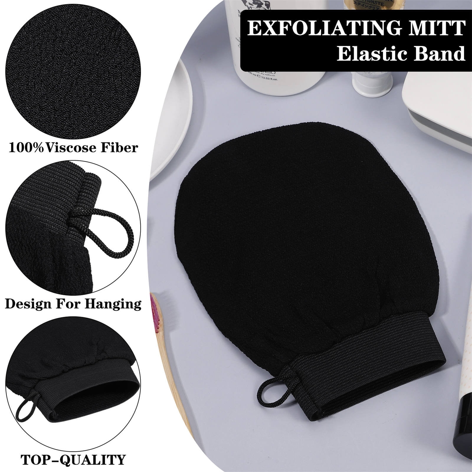 Exolfiating Rags Wash Rags for Body, Japanese Exfoliating Washcloth, 8X6 in, Black ...