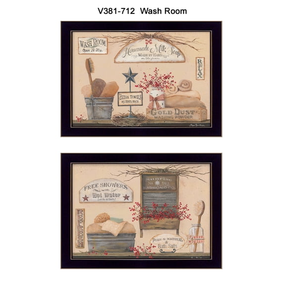 TrendyDecor4U Wash Room By Pam Britton Ready To Hang Framed Print VBR381-712