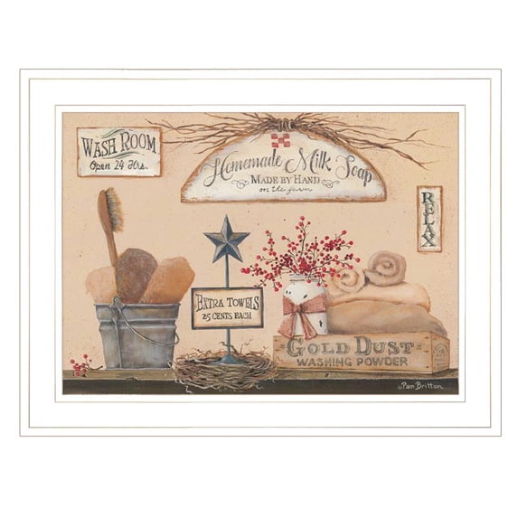TrendyDecor4U Wash Room By Pam Britton Ready To Hang Framed Print BR413-226G