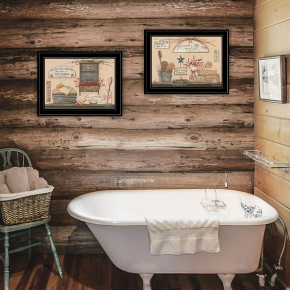 Wash Room By Pam Britton Printed Framed Wall Art Wood Multi-Color