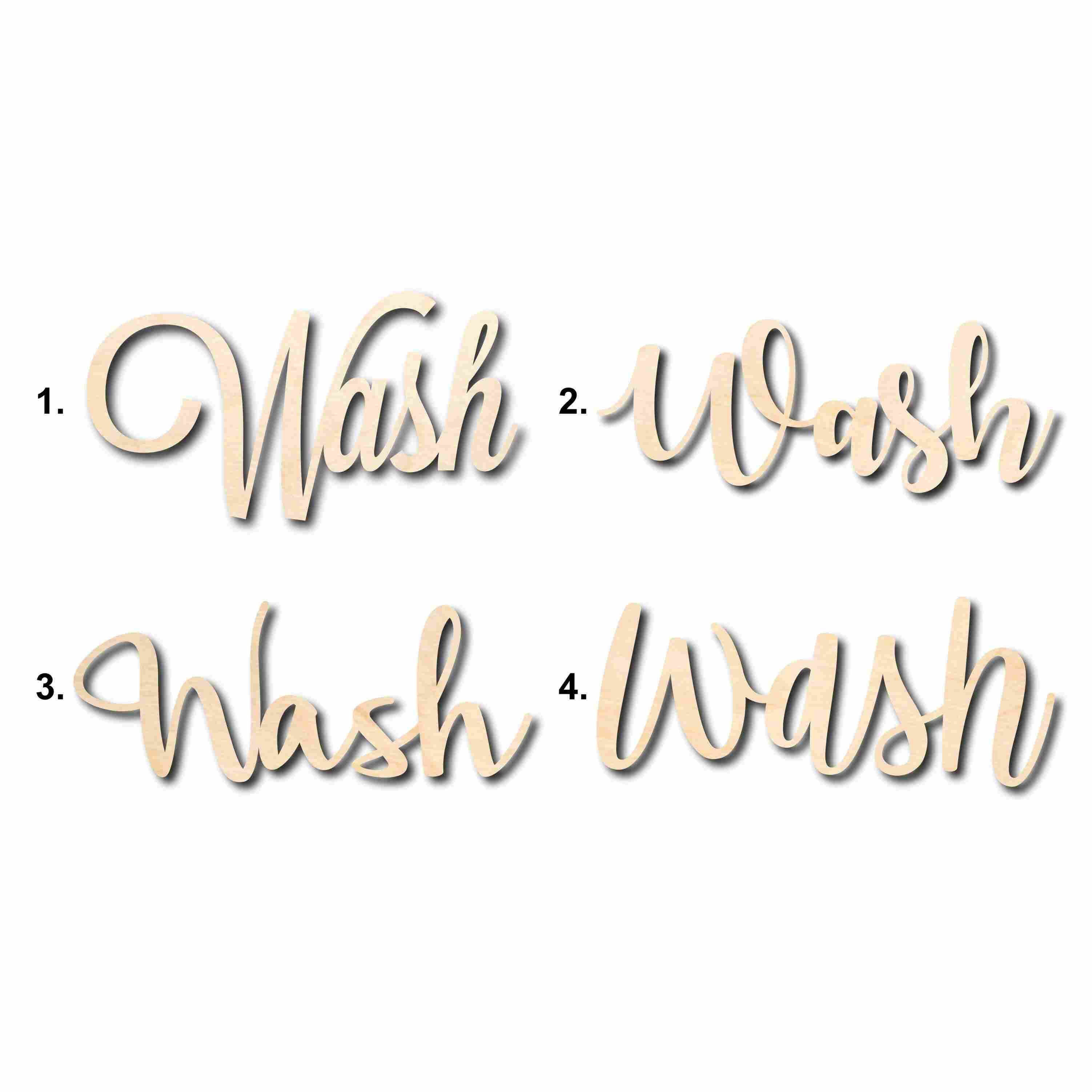 Wash Sign Unfinished Wood Cutout Home Decor DIY Option 1- 14" Wide / 1/ ...
