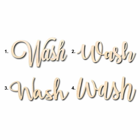 Wash Sign Unfinished Wood Cutout Home Decor DIY Option 4- 42" Wide / 1/2"