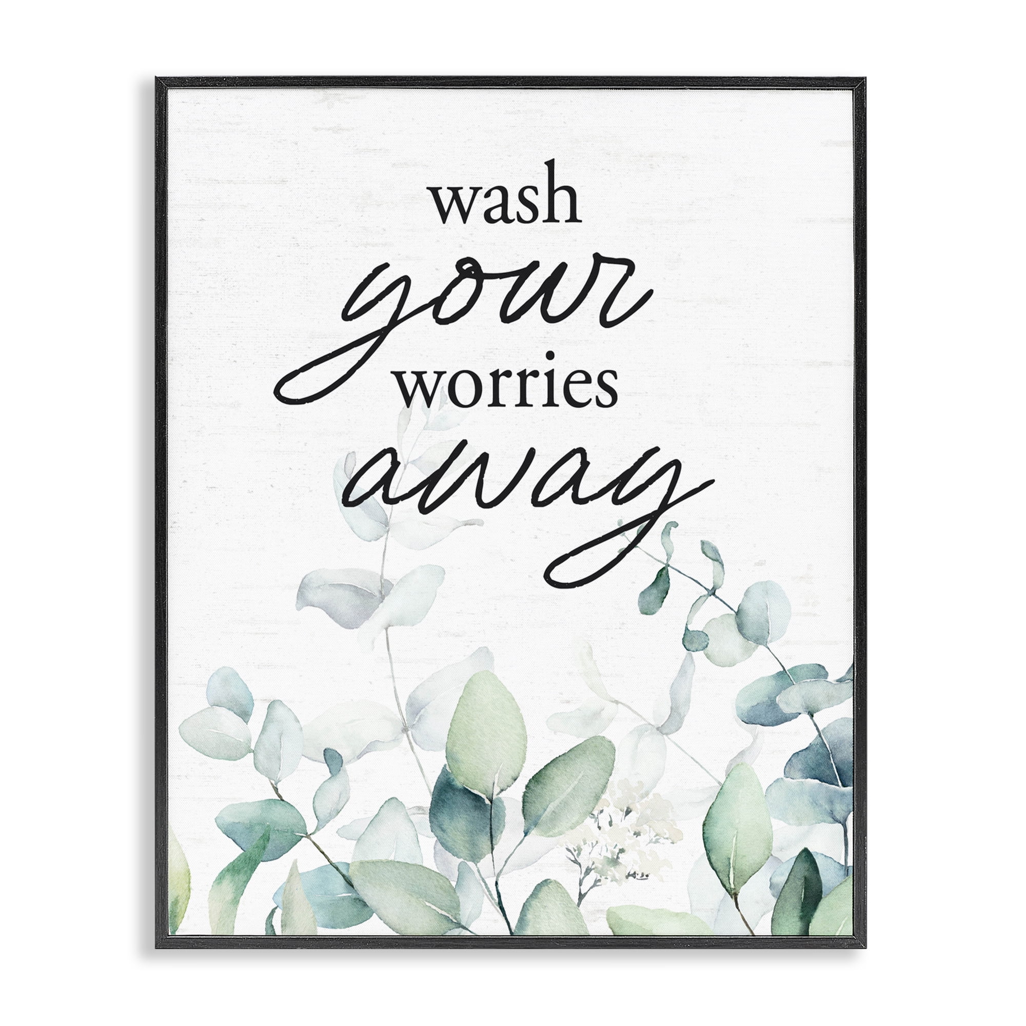 Wash Worries Away Herb Leaves Black Framed Giclee Art, design by Lettered and Lined