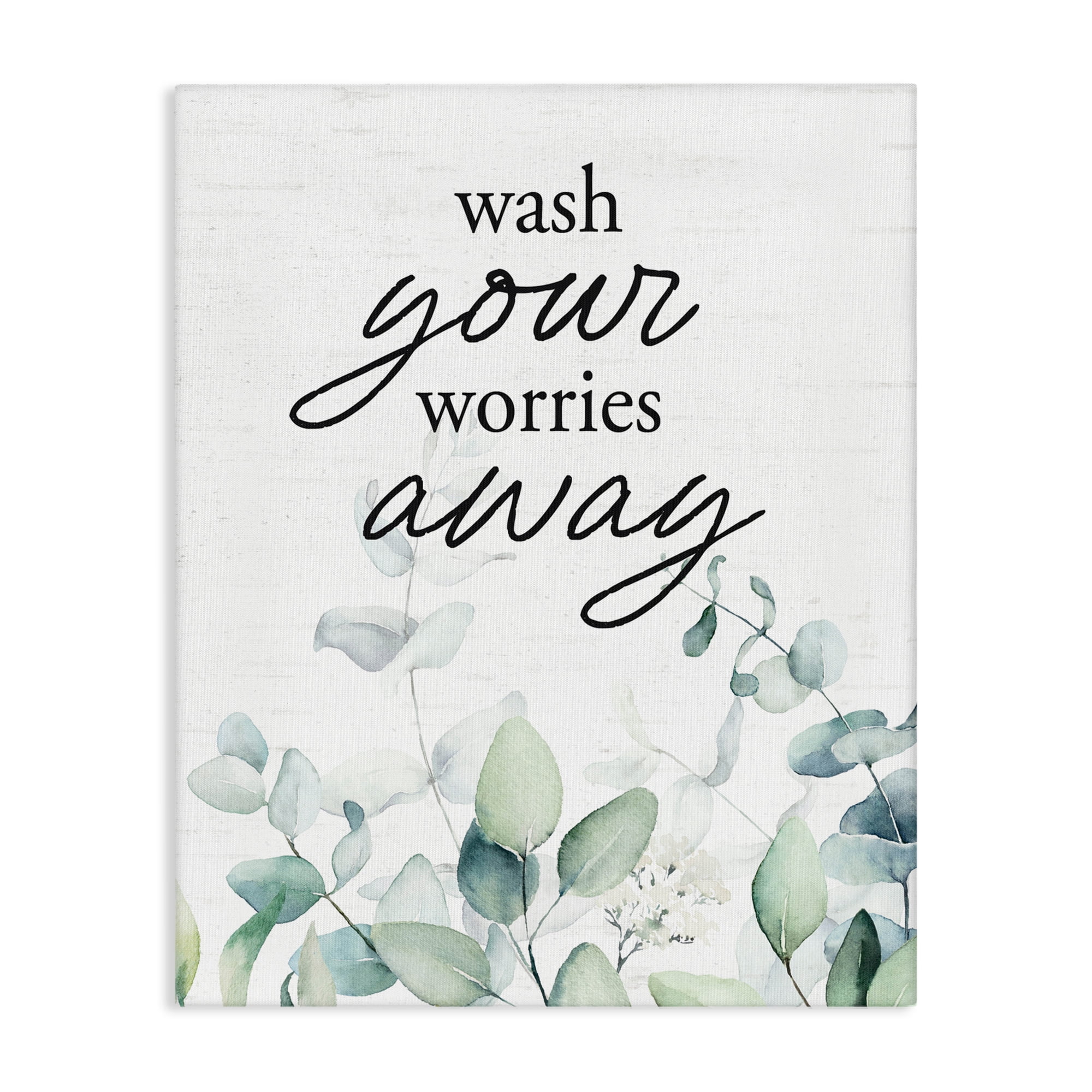Wash Worries Away Herb Leaves Canvas Wall Art, design by Lettered and Lined