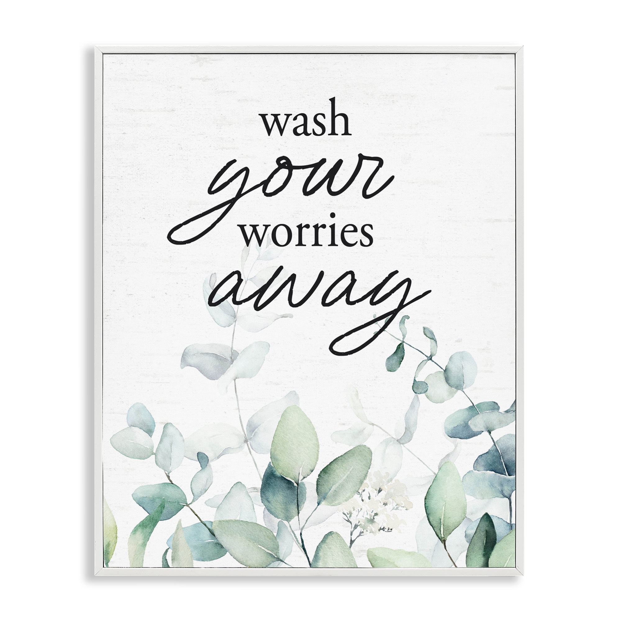 Wash Worries Away Herb Leaves White Framed Giclee Art, design by Lettered and Lined