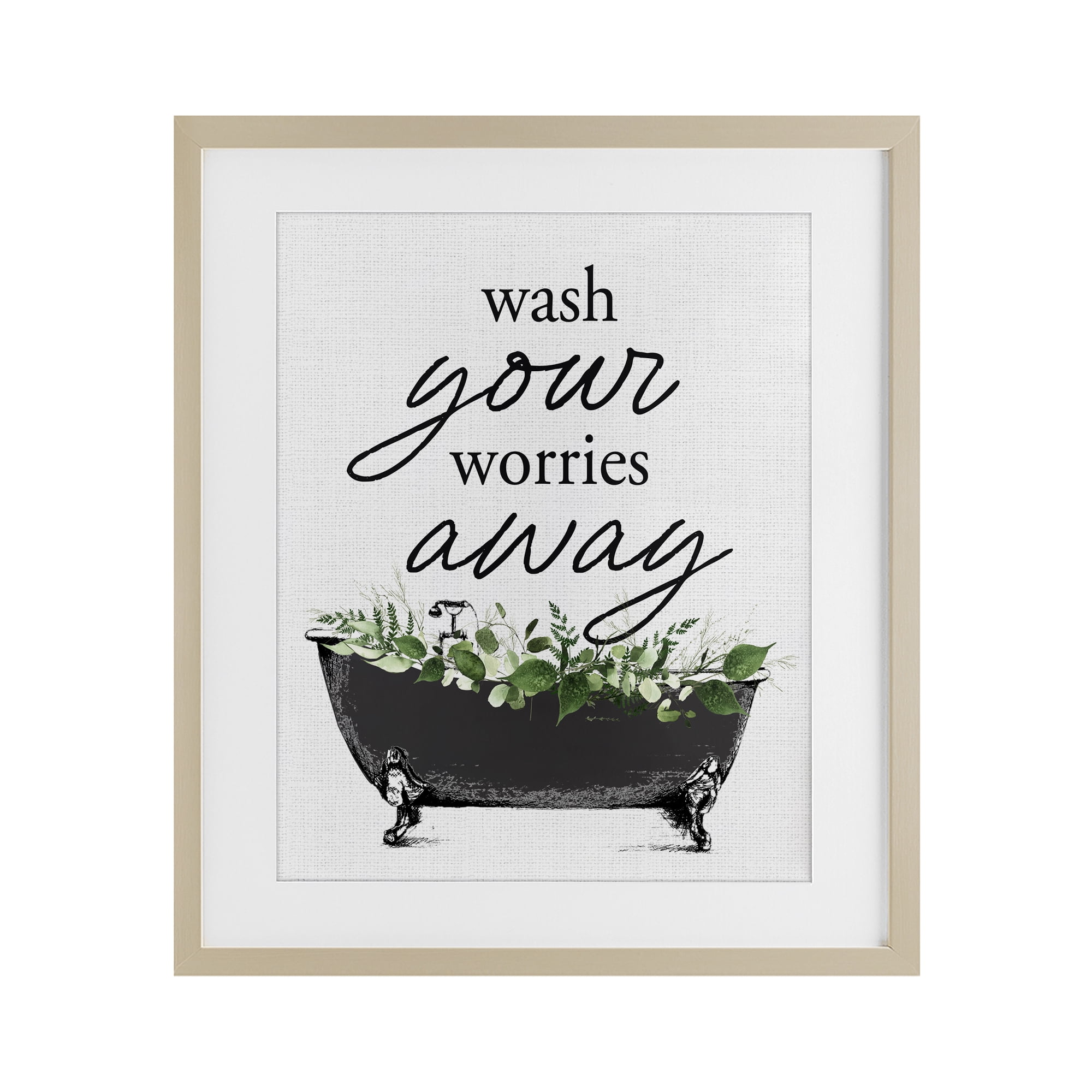 Wash Worries Away Herbs Birch Framed Print Under Glass, design by Lettered and Lined