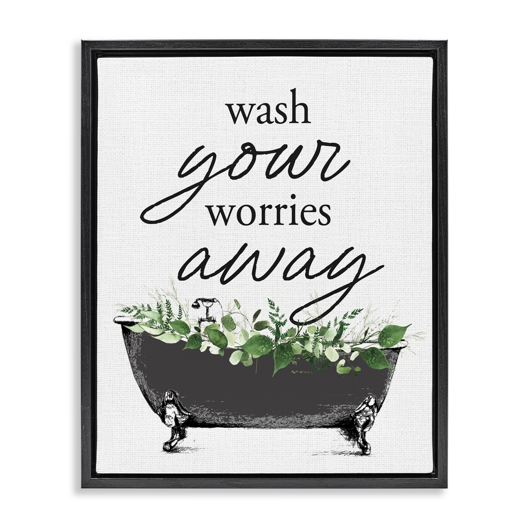 Wash Worries Away Herbs Black Framed Floater Canvas Wall Art, design by Lettered and Lined