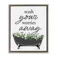 thumbnail image 1 of Wash Worries Away Herbs Brown Framed Floater Canvas Wall Art, design by Lettered and Lined, 1 of 10
