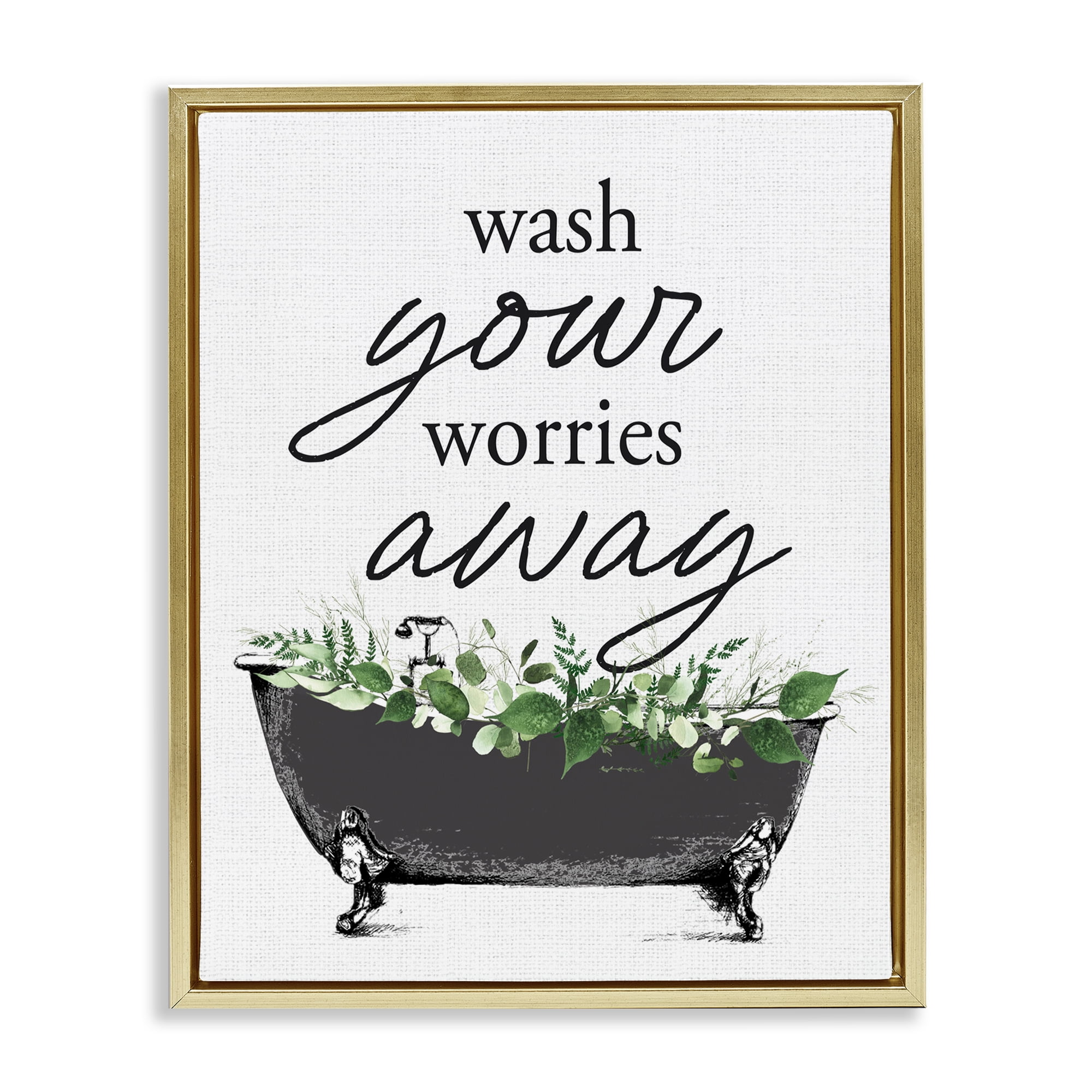 Wash Worries Away Herbs Gold Framed Floater Canvas Wall Art, design by Lettered and Lined