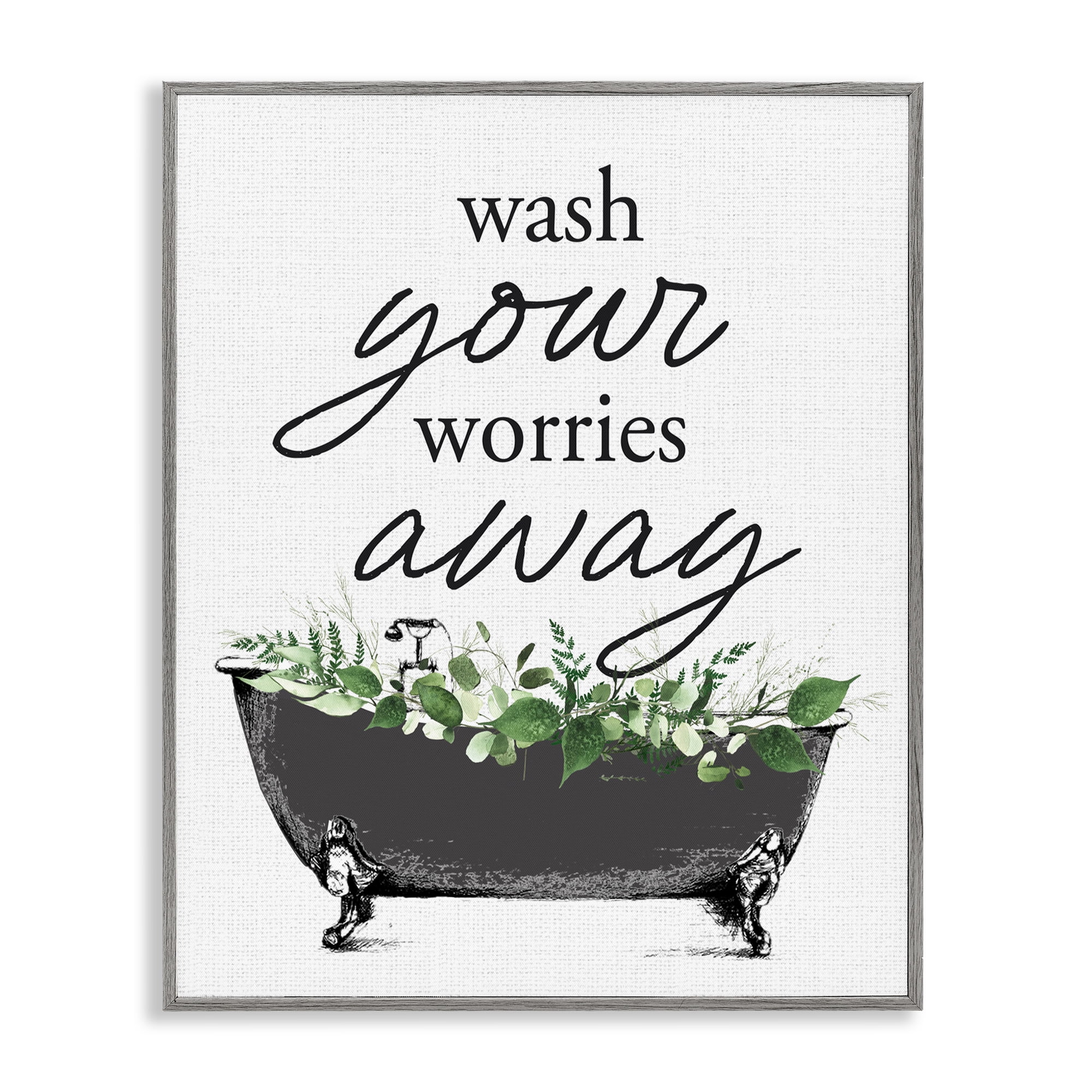 Wash Worries Away Herbs Gray Framed Giclee Art, design by Lettered and Lined