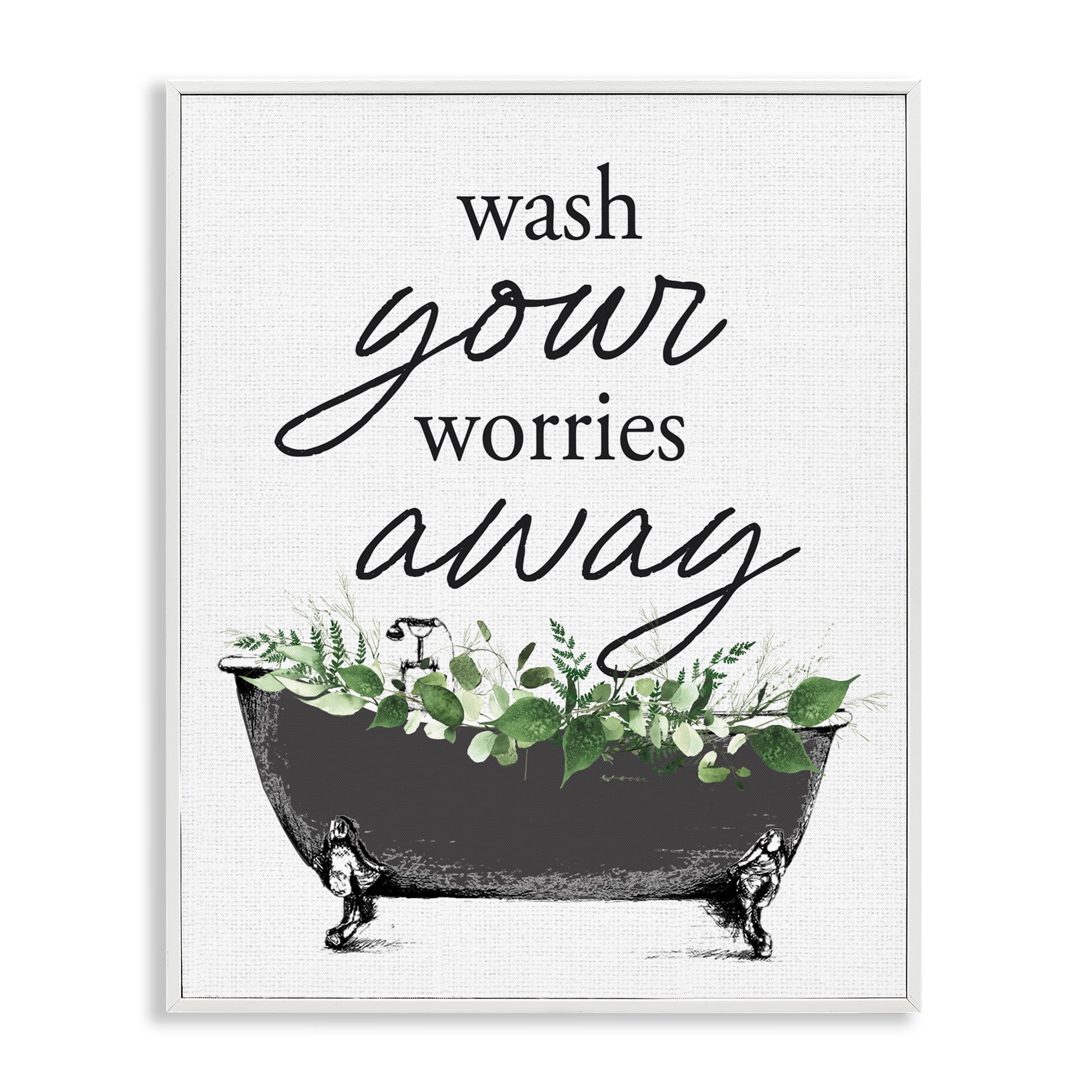 Wash Worries Away Herbs White Framed Giclee Art, design by Lettered and Lined