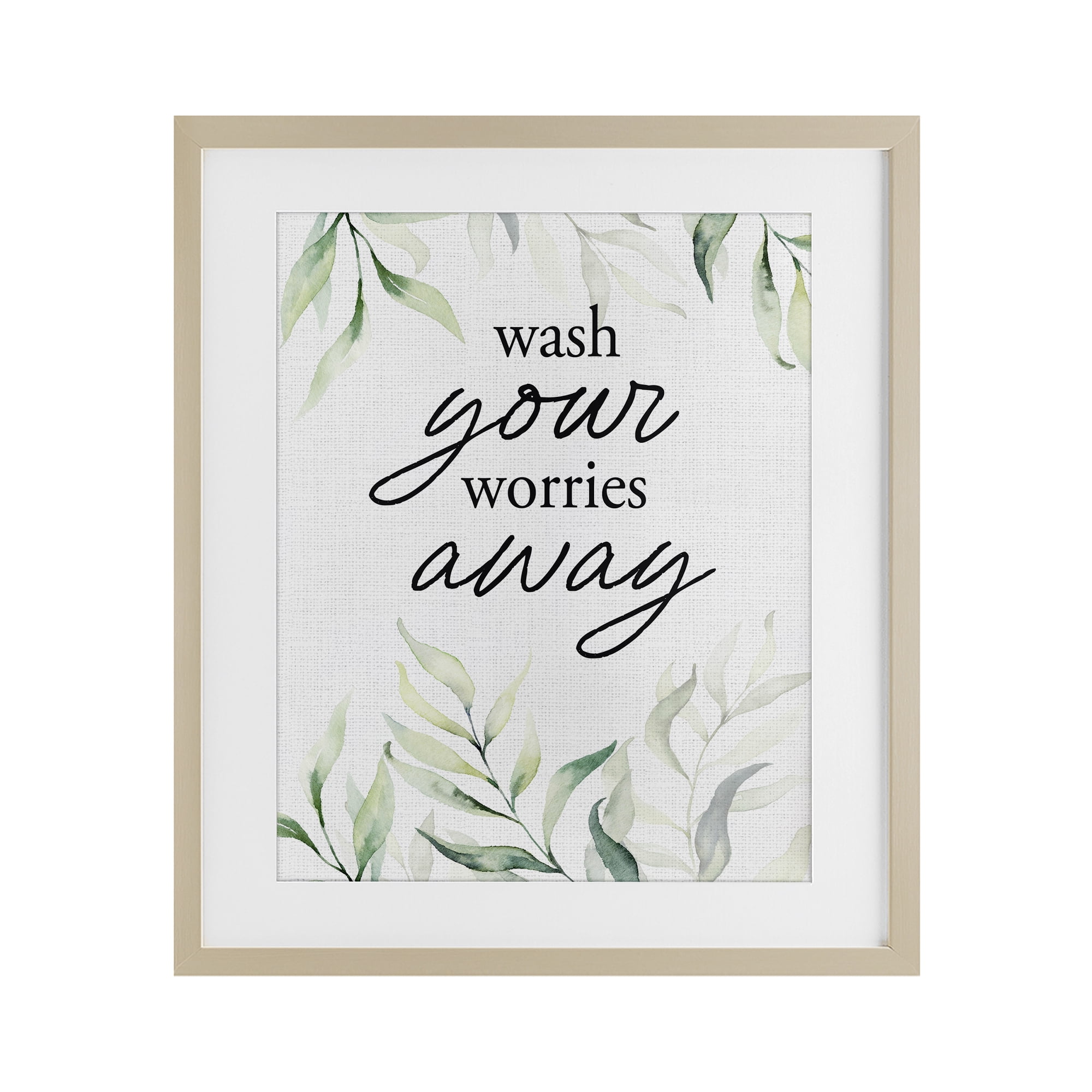 Wash Worries Away Leaves Birch Framed Print Under Glass, design by Lettered and Lined