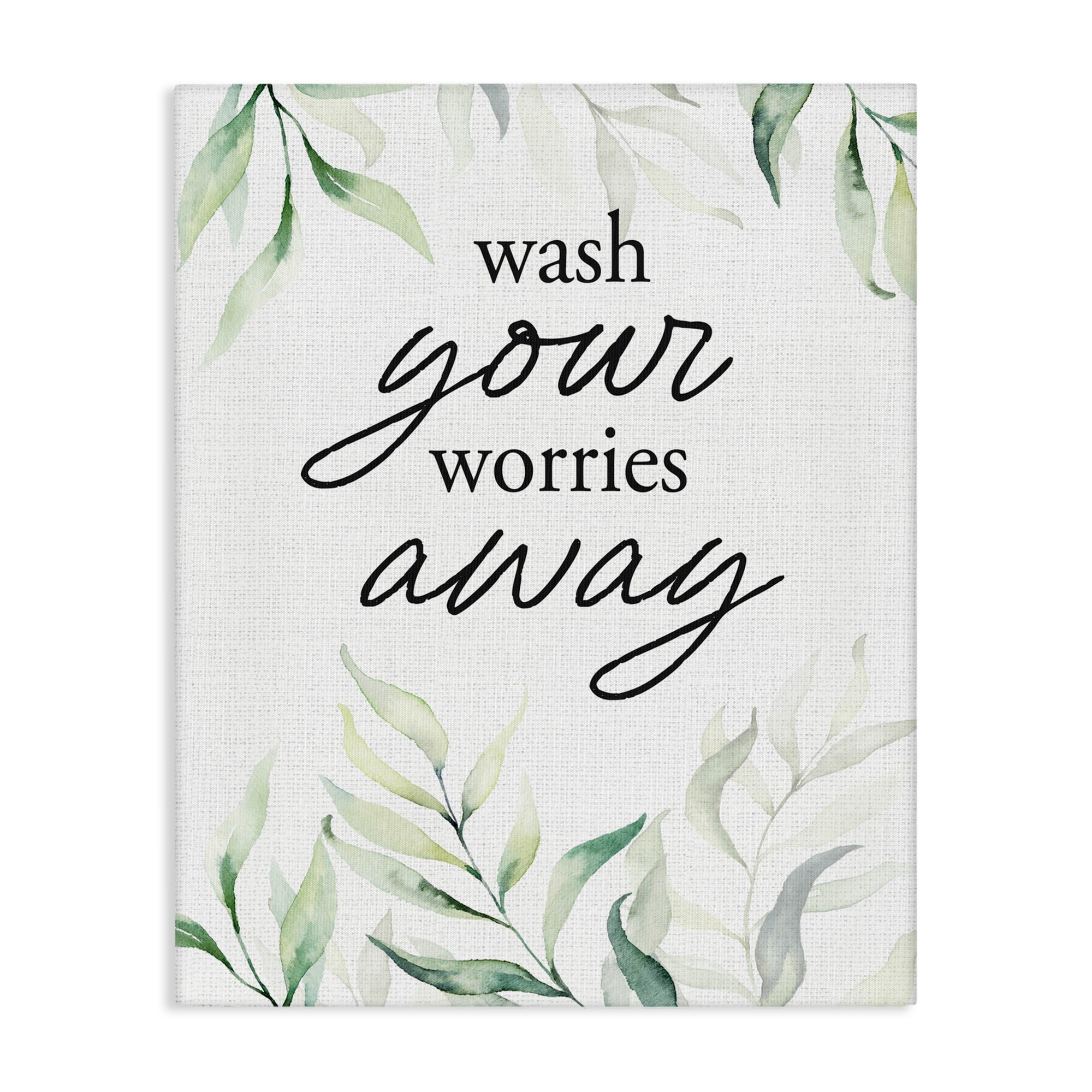 Wash Worries Away Leaves Canvas Wall Art, design by Lettered and Lined