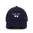 thumbnail image 1 of Wash Your Hands Baseball Cap Embroidered Cotton Adjustable Dad Hat Navy, 1 of 1