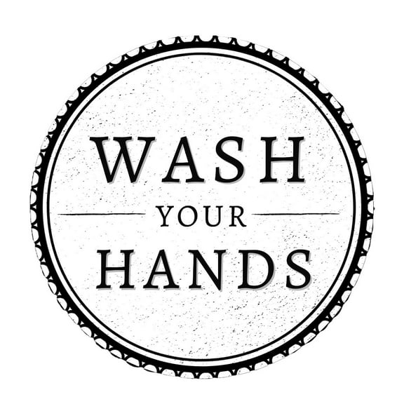 Wash Your Hands Bathroom Wall Decor Metal Sign - White : 6.5"