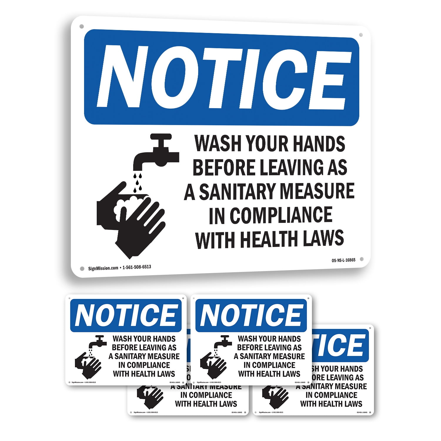 Wash Your Hands Before Leaving In Compliance OSHA Notice Aluminum Sign ...