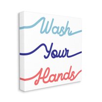 Wash Your Hands Children's Bathroom Typography Typography Gallery-Wrapped Canvas Print Wall Art, 17x17