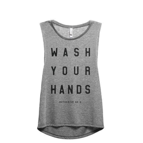 Wash Your Hands Motherism Women's Fashion Sleeveless Muscle Workout Yoga Tank Top Heather Grey Grey Medium