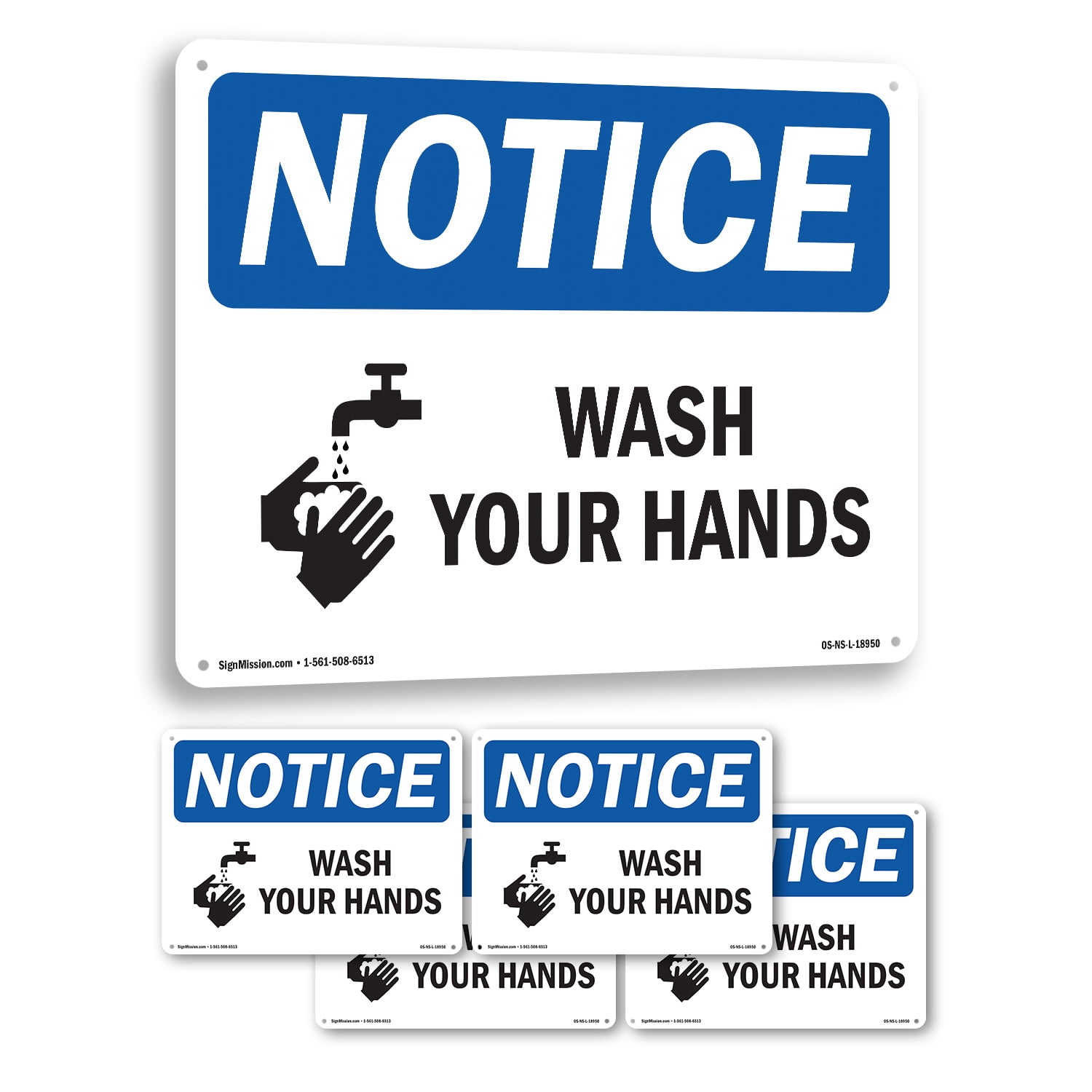 Wash Your Hands OSHA Notice Rigid Plastic Sign 18 Inch x 12 Inch - 5 ...