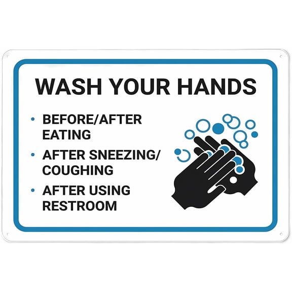 Wash Your Hands Retro - 8"x12" Metal Tin Sign for Shop Yard Man Cave Garage Outdoor Funny Wall Decor