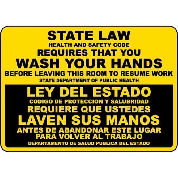 Wash Your Hands Sign – 8x12 Inch RustFree Aluminum,Reflective & Weatherproof,Bilingual English Spanish Health Safety Sign for Workplace or Restroom