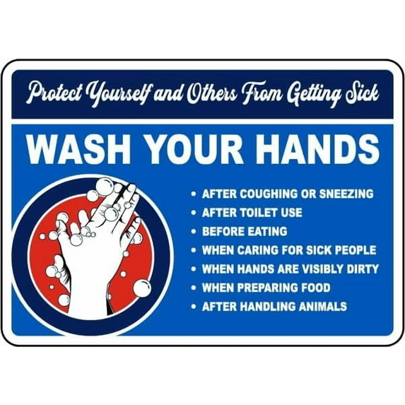 Wash Your Hands Sign Facility Signs Hand Washing Metal Tin \8 x 12 Inch for Home or Work